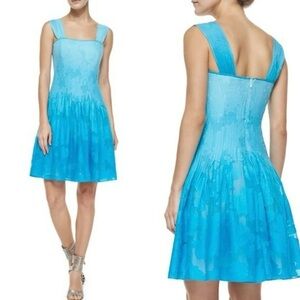 Diane Von Furstenberg Lesly Sky Ombre Pleated Chiffon Fit Flare Dress 6